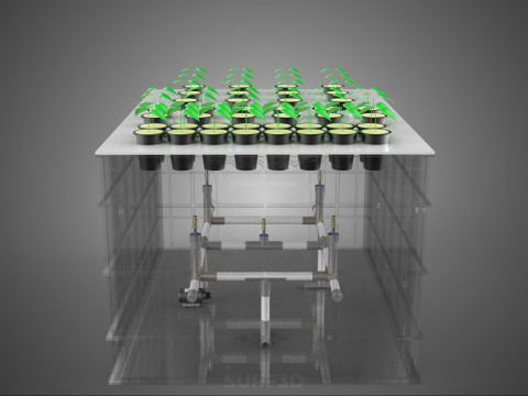 묘목 에어로포닉 박스 그리드 식물 뿌리 트레이 재배 정원 3D 모델