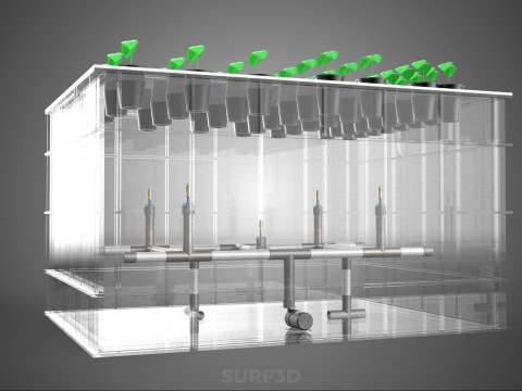 묘목 에어로포닉 박스 그리드 식물 뿌리 트레이 재배 정원 3D 모델