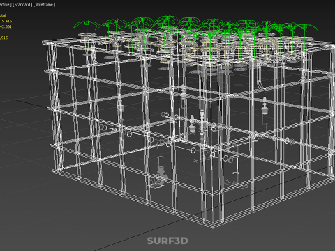 묘목 에어로포닉 박스 그리드 식물 뿌리 트레이 재배 정원 3D 모델