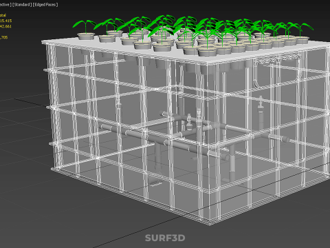 묘목 에어로포닉 박스 그리드 식물 뿌리 트레이 재배 정원 3D 모델