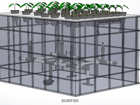 묘목 에어로포닉 박스 그리드 식물 뿌리 트레이 재배 정원 3D 모델