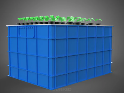 WATER TANK CRATE STORAGE CONTAINER AEROPONIC PLANT GROW FARM 3D Model