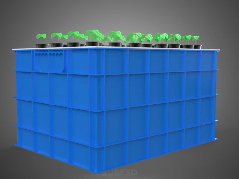 WATER TANK CRATE STORAGE CONTAINER AEROPONIC PLANT GROW FARM 3D Model