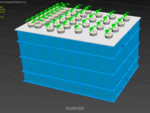 WATER TANK CRATE STORAGE CONTAINER AEROPONIC PLANT GROW FARM 3D Model