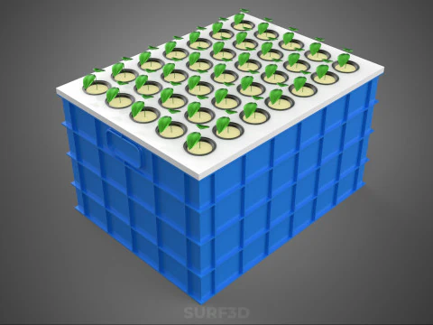 AEROPONIC SPRAY PLANT CROP TANK NET POTS WATER PUMP GROWING TRAY 3D Model