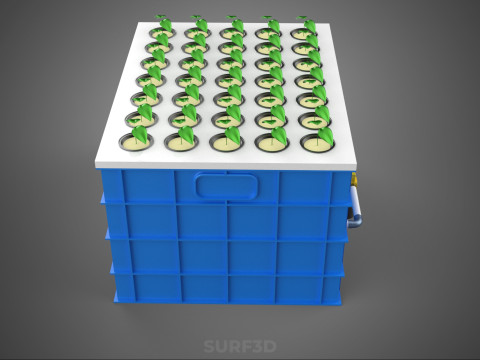 에어로포닉 스프레이 식물 작물 탱크 그물 화분 물 펌프 재배 트레이 3D 모델