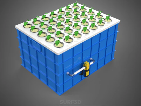 AEROPONIC SPRAY PLANT CROP TANK NET POTS WATER PUMP GROWING TRAY 3D Model