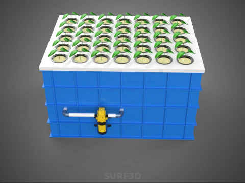 AEROPONIC SPRAY PLANT CROP TANK NET POTS WATER PUMP GROWING TRAY 3D Model