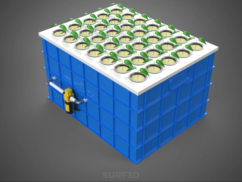 AEROPONIC SPRAY PLANT CROP TANK NET POTS WATER PUMP GROWING TRAY 3D Model