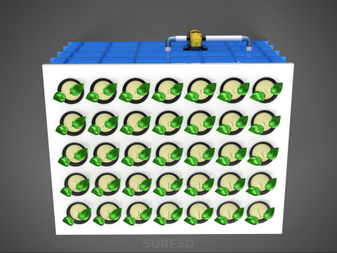 에어로포닉 스프레이 식물 작물 탱크 그물 화분 물 펌프 재배 트레이 3D 모델