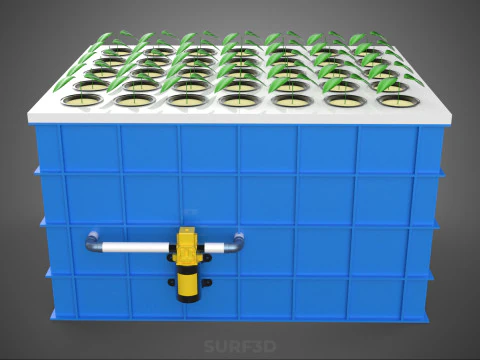 AEROPONIC SPRAY PLANT CROP TANK NET POTS WATER PUMP GROWING TRAY 3D Model