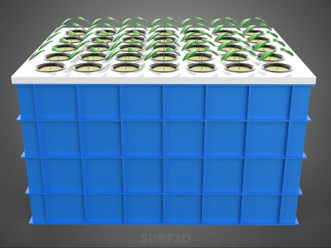 AEROPONIC SPRAY PLANT CROP TANK NET POTS WATER PUMP GROWING TRAY 3D Model