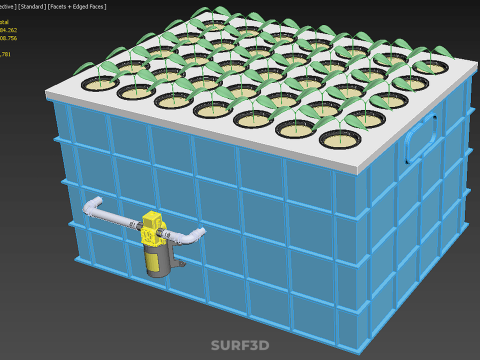 에어로포닉 스프레이 식물 작물 탱크 그물 화분 물 펌프 재배 트레이 3D 모델