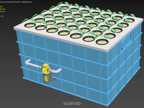AEROPONIC SPRAY PLANT CROP TANK NET POTS WATER PUMP GROWING TRAY 3D Model