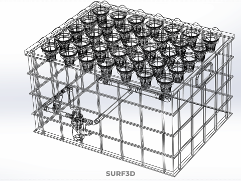 에어로포닉 스프레이 식물 작물 탱크 그물 화분 물 펌프 재배 트레이 3D 모델