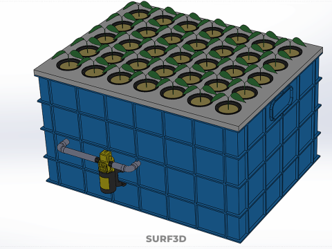 에어로포닉 스프레이 식물 작물 탱크 그물 화분 물 펌프 재배 트레이 3D 모델