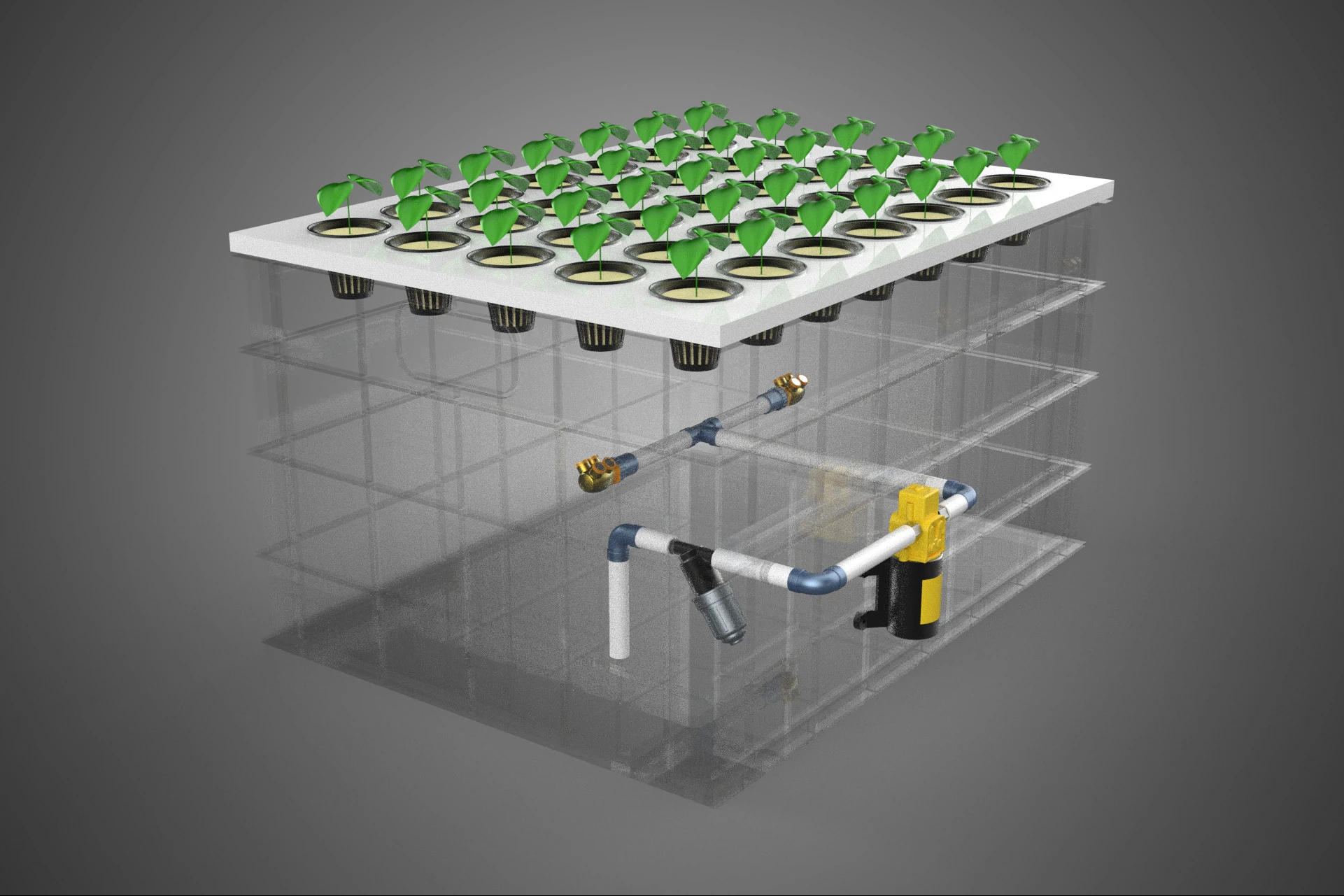 TRANSPARENT AEROPONIC PLANT CROP NET POT CUP WATERPUMP GROW TRAY 3D Model .c4d .max .obj .3ds .fbx .stl .blend 