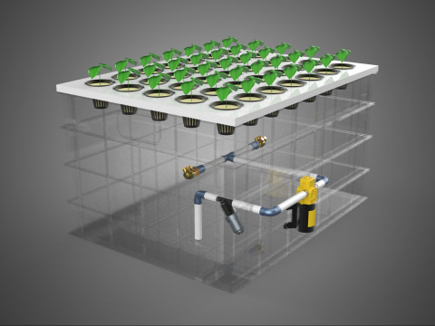 BANDEJA DE CRESCIMENTO DE PLANTA AEROPÔNICA TRANSPARENTE POT CUP WATERPUMP Modelo 3D