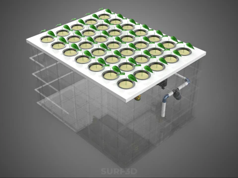 TRANSPARENT AEROPONIC PLANT CROP NET POT CUP WATERPUMP GROW TRAY 3D Model