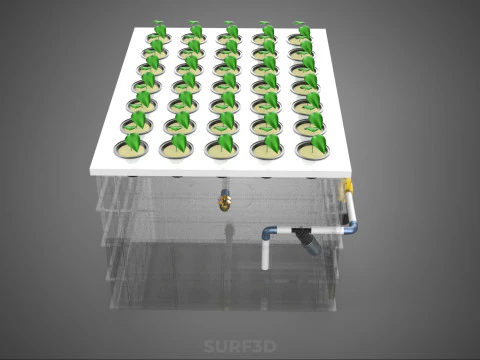 TRANSPARENT AEROPONIC PLANT CROP NET POT CUP WATERPUMP GROW TRAY 3D Model