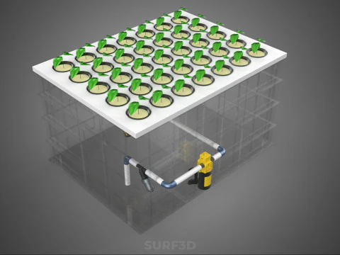 TRANSPARENT AEROPONIC PLANT CROP NET POT CUP WATERPUMP GROW TRAY 3D Model
