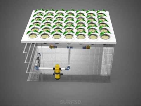 TRANSPARENT AEROPONIC PLANT CROP NET POT CUP WATERPUMP GROW TRAY 3D Model