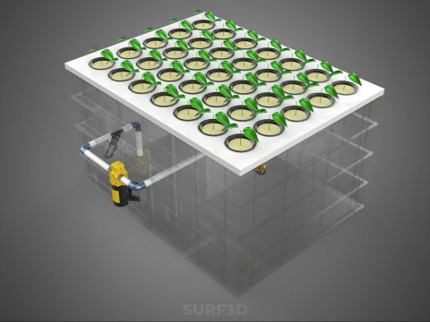 TRANSPARENT AEROPONIC PLANT CROP NET POT CUP WATERPUMP GROW TRAY 3D Model