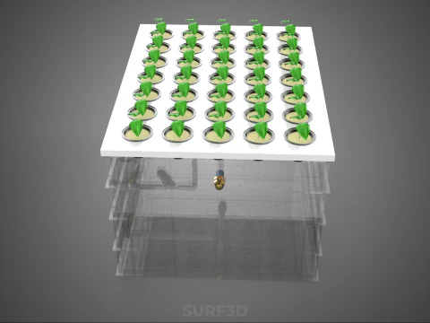 TRANSPARENT AEROPONIC PLANT CROP NET POT CUP WATERPUMP GROW TRAY 3D Model