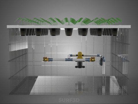 BANDEJA DE CULTIVO DE BOMBA DE AGUA DE COPA DE RED DE CULTIVO DE PLANTAS AEROPÓNICAS TRANSPARENTES Modelo 3D