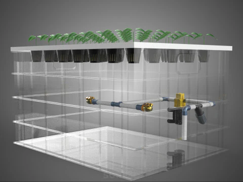 TRANSPARENT AEROPONIC PLANT CROP NET POT CUP WATERPUMP GROW TRAY 3D Model