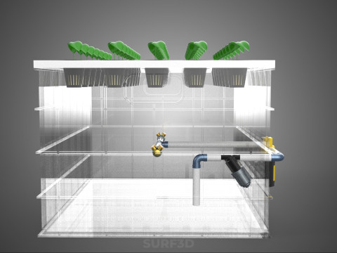 BANDEJA DE CULTIVO DE BOMBA DE AGUA DE COPA DE RED DE CULTIVO DE PLANTAS AEROPÓNICAS TRANSPARENTES Modelo 3D