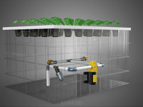 TRANSPARENT AEROPONIC PLANT CROP NET POT CUP WATERPUMP GROW TRAY 3D Model
