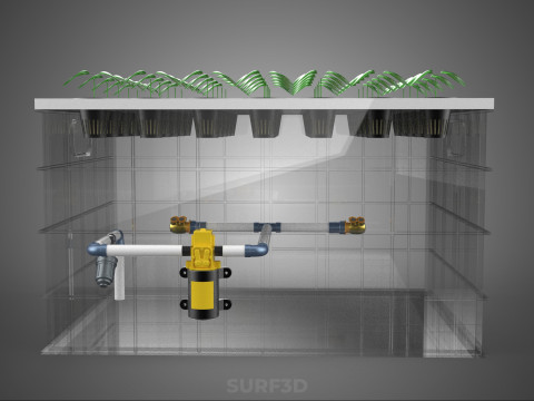 BANDEJA DE CULTIVO DE BOMBA DE AGUA DE COPA DE RED DE CULTIVO DE PLANTAS AEROPÓNICAS TRANSPARENTES Modelo 3D