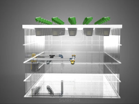 TRANSPARENT AEROPONIC PLANT CROP NET POT CUP WATERPUMP GROW TRAY 3D Model