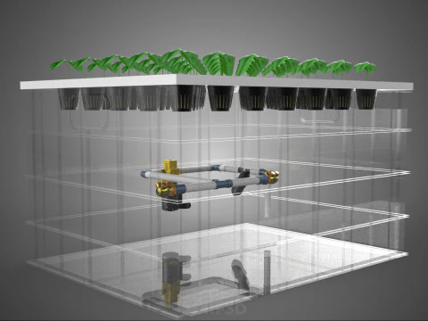TRANSPARENT AEROPONIC PLANT CROP NET POT CUP WATERPUMP GROW TRAY 3D Model
