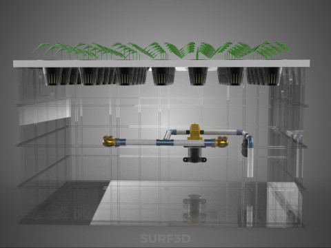 BANDEJA DE CULTIVO DE BOMBA DE AGUA DE COPA DE RED DE CULTIVO DE PLANTAS AEROPÓNICAS TRANSPARENTES Modelo 3D
