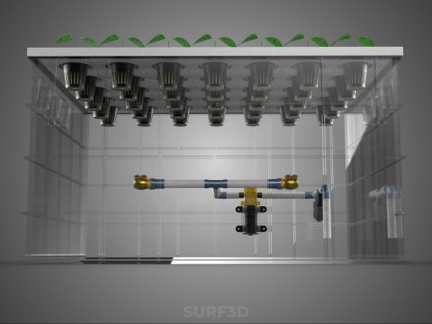 BANDEJA DE CULTIVO DE BOMBA DE AGUA DE COPA DE RED DE CULTIVO DE PLANTAS AEROPÓNICAS TRANSPARENTES Modelo 3D