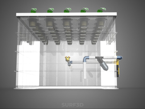 BANDEJA DE CULTIVO DE BOMBA DE AGUA DE COPA DE RED DE CULTIVO DE PLANTAS AEROPÓNICAS TRANSPARENTES Modelo 3D