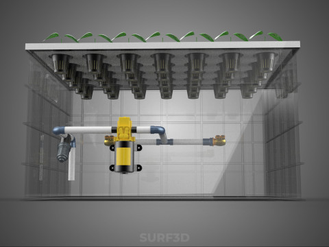 BANDEJA DE CULTIVO DE BOMBA DE AGUA DE COPA DE RED DE CULTIVO DE PLANTAS AEROPÓNICAS TRANSPARENTES Modelo 3D