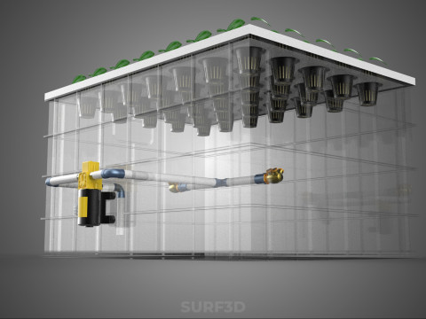 BANDEJA DE CULTIVO DE BOMBA DE AGUA DE COPA DE RED DE CULTIVO DE PLANTAS AEROPÓNICAS TRANSPARENTES Modelo 3D