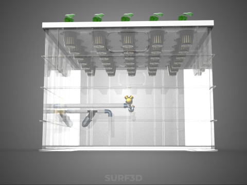BANDEJA DE CULTIVO DE BOMBA DE AGUA DE COPA DE RED DE CULTIVO DE PLANTAS AEROPÓNICAS TRANSPARENTES Modelo 3D