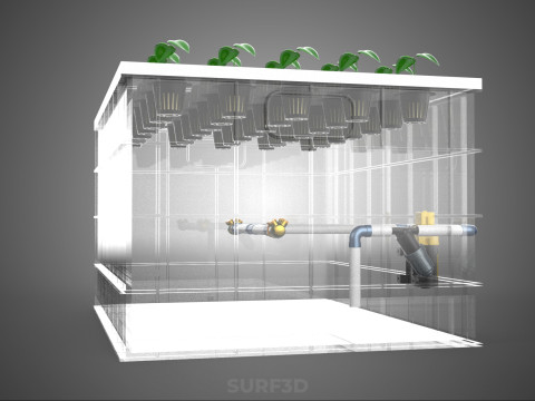 BANDEJA DE CULTIVO DE BOMBA DE AGUA DE COPA DE RED DE CULTIVO DE PLANTAS AEROPÓNICAS TRANSPARENTES Modelo 3D