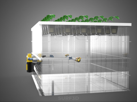 BANDEJA DE CULTIVO DE BOMBA DE AGUA DE COPA DE RED DE CULTIVO DE PLANTAS AEROPÓNICAS TRANSPARENTES Modelo 3D
