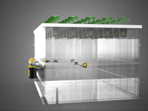 TRANSPARENT AEROPONIC PLANT CROP NET POT CUP WATERPUMP GROW TRAY 3D Model