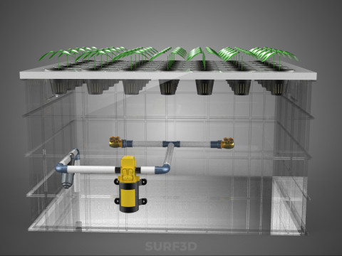 BANDEJA DE CULTIVO DE BOMBA DE AGUA DE COPA DE RED DE CULTIVO DE PLANTAS AEROPÓNICAS TRANSPARENTES Modelo 3D