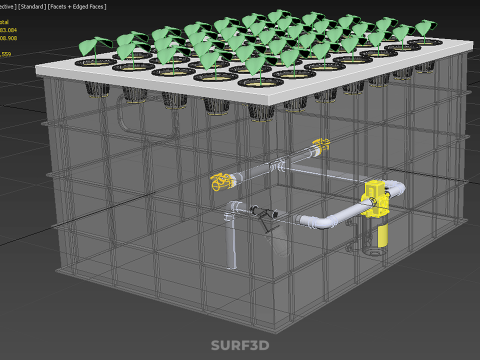 BANDEJA DE CULTIVO DE BOMBA DE AGUA DE COPA DE RED DE CULTIVO DE PLANTAS AEROPÓNICAS TRANSPARENTES Modelo 3D