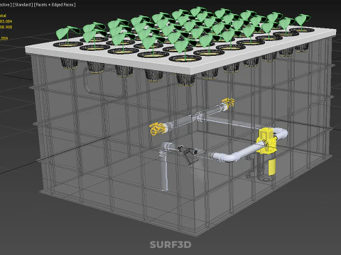 TRANSPARENT AEROPONIC PLANT CROP NET POT CUP WATERPUMP GROW TRAY 3D Model
