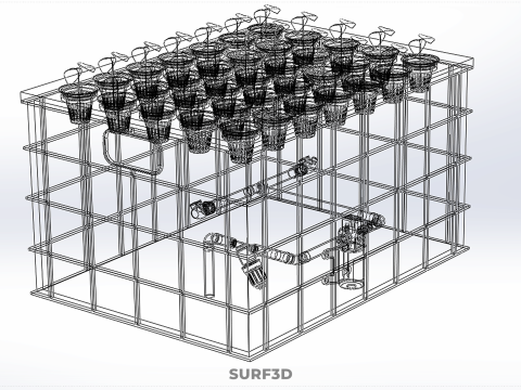 BANDEJA DE CULTIVO DE BOMBA DE AGUA DE COPA DE RED DE CULTIVO DE PLANTAS AEROPÓNICAS TRANSPARENTES Modelo 3D