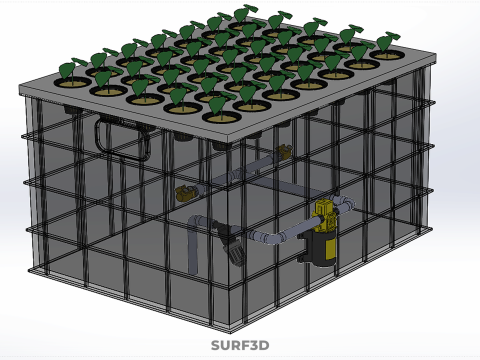 BANDEJA DE CULTIVO DE BOMBA DE AGUA DE COPA DE RED DE CULTIVO DE PLANTAS AEROPÓNICAS TRANSPARENTES Modelo 3D
