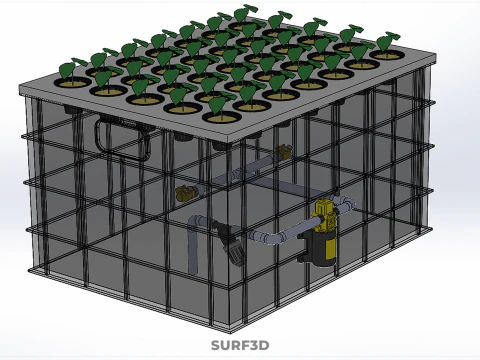 TRANSPARENT AEROPONIC PLANT CROP NET POT CUP WATERPUMP GROW TRAY 3D Model